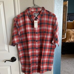 Duluth Trading Co Men's Red and Blue Checkered Shirt